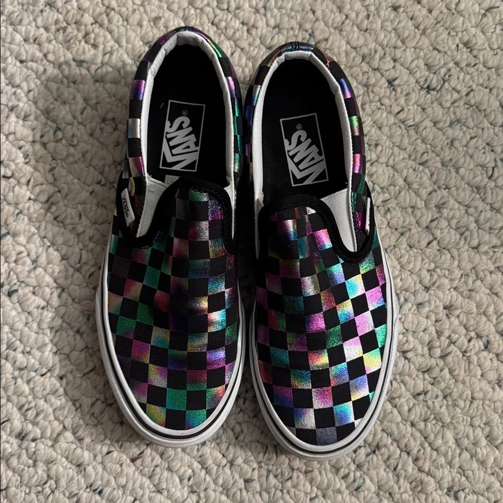 Vans Slip-On Iridescent Checkerboard Shoes - Picture 2 of 5